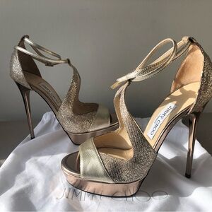 Jimmy Choo Metallic Strappy Heels